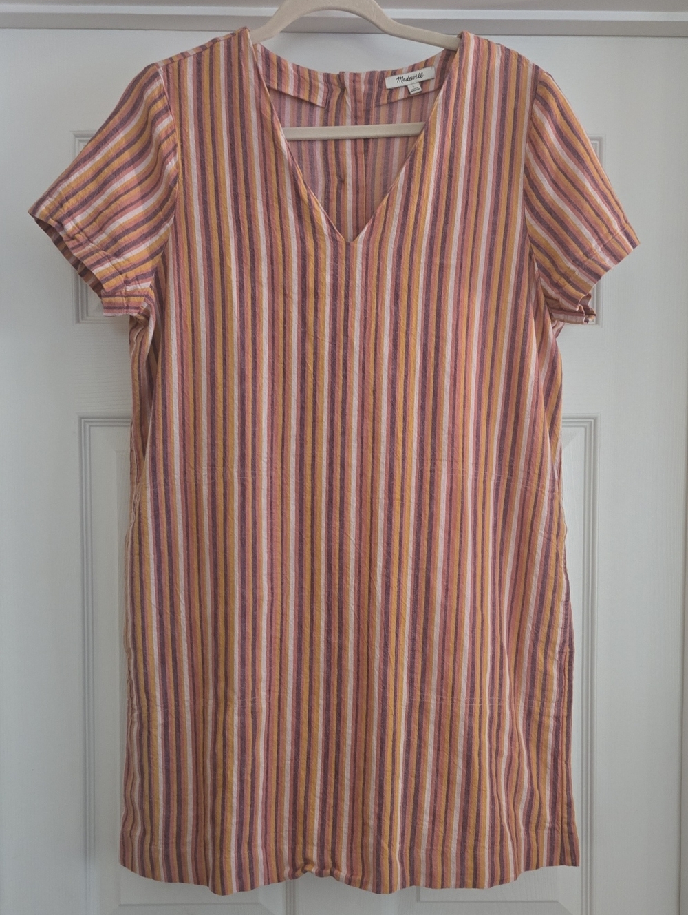Madewell Sierra Stripe Sweet Dahlia Mini Dress With Button Back Size L